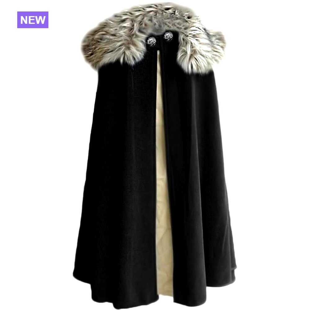 Velvet Viking Fur Cape with Detachable Collar Medieval Renaissance Costume
